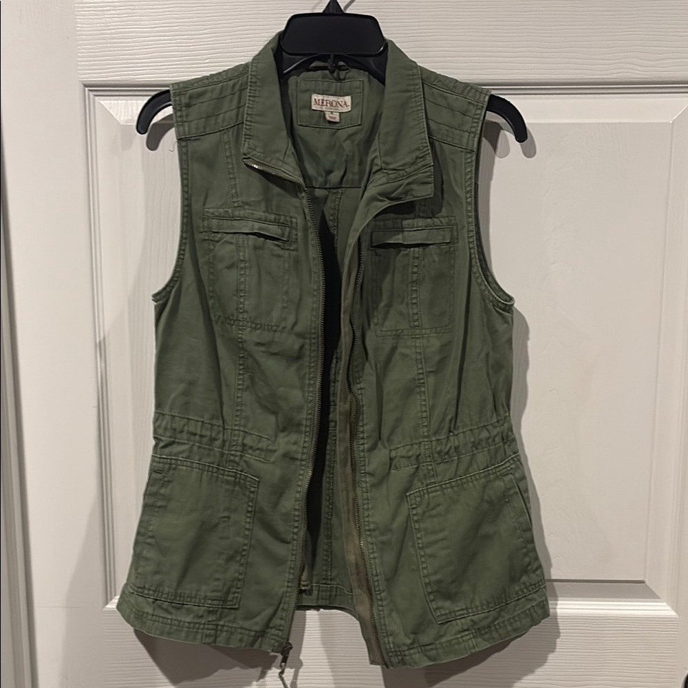 Merona Olive Green Zip-Front Utility Vest - Picture 8 of 8
